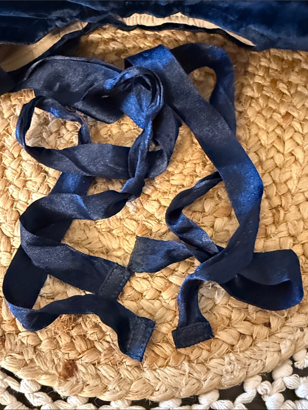 Sam Edelman Navy Blue Velvet Ankle Tie Ballet Flats Size 10 - Picture 12 of 14